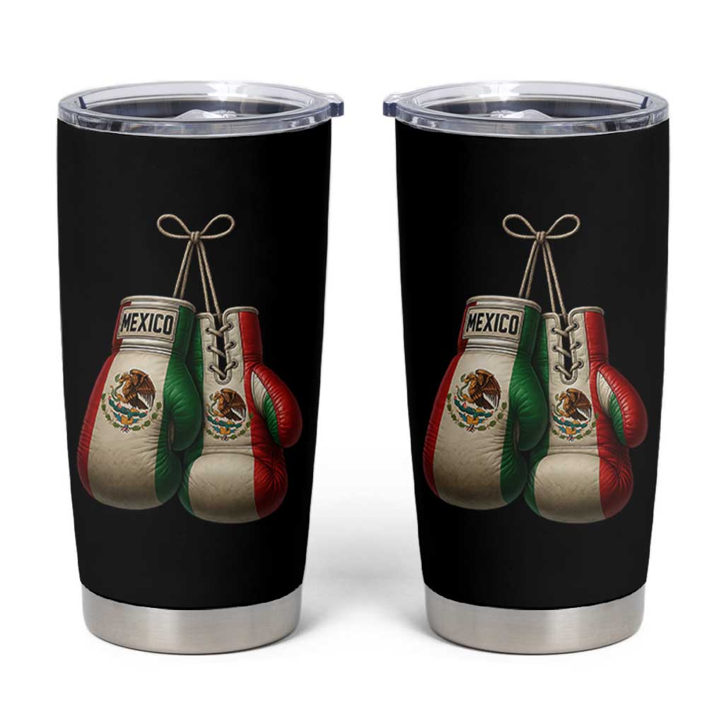 Mexican Boxing Gloves Tumbler Cup Retro Vintage Mexico Flag Boxer