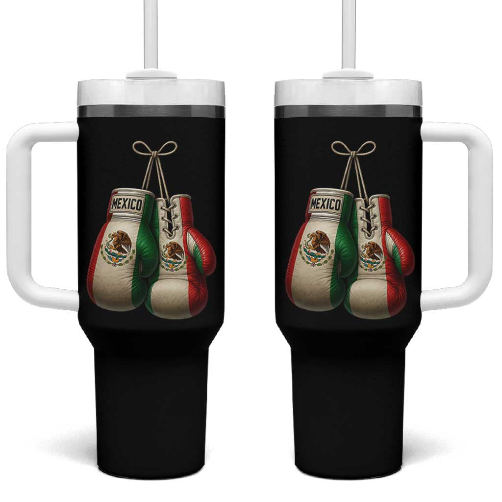 Mexican Boxing Gloves Tumbler With Handle Retro Vintage Mexico Flag Boxer