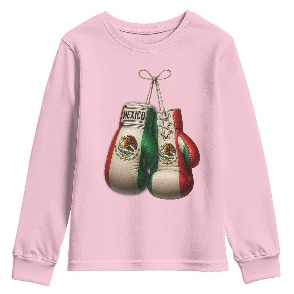 Mexican Boxing Gloves Youth Sweatshirt Retro Vintage Mexico Flag Boxer