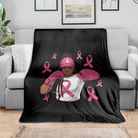 Black Women Fight Breast Cancer Awareness Throw Blanket Pink Ribbon African American