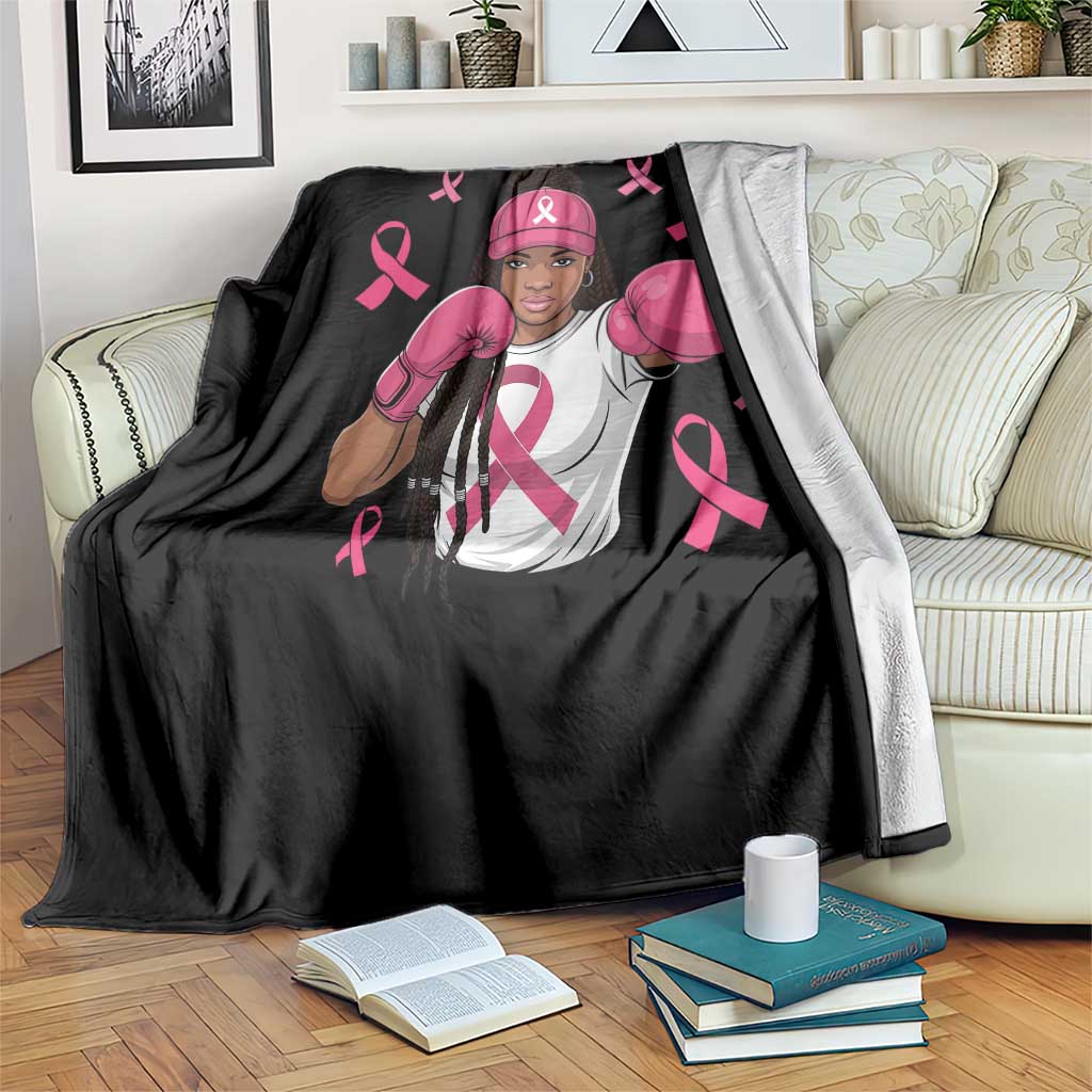 Black Women Fight Breast Cancer Awareness Throw Blanket Pink Ribbon African American