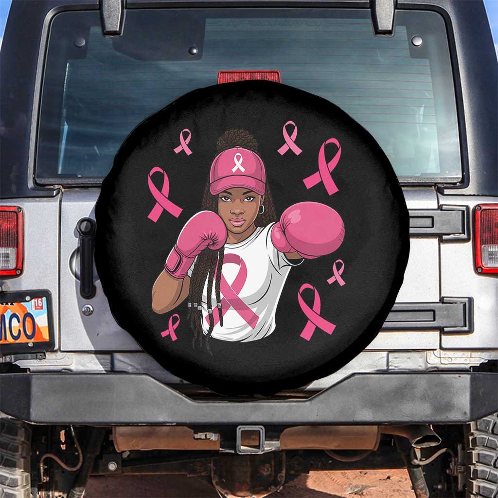 Black Women Fight Breast Cancer Awareness Spare Tire Cover Pink Ribbon African American