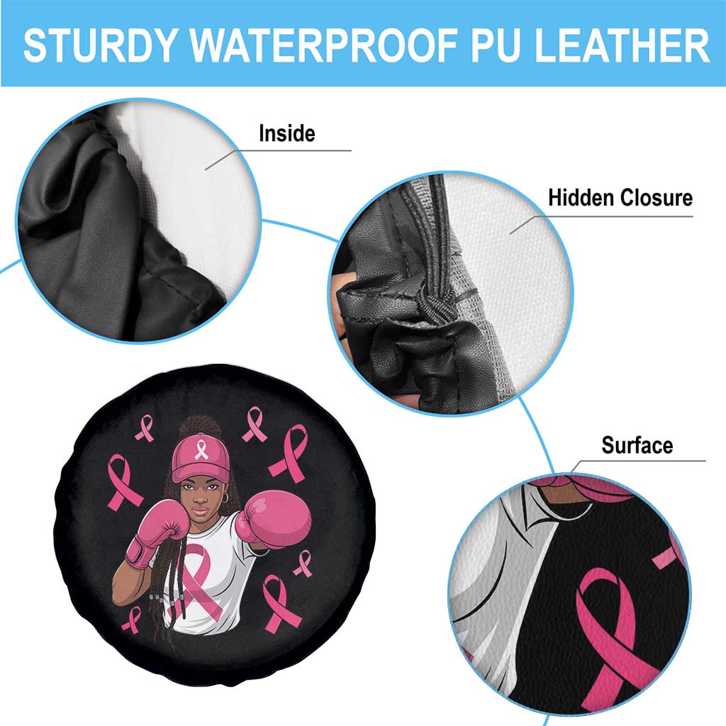 Black Women Fight Breast Cancer Awareness Spare Tire Cover Pink Ribbon African American