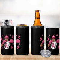 Black Women Fight Breast Cancer Awareness 4 in 1 Can Cooler Tumbler Pink Ribbon African American