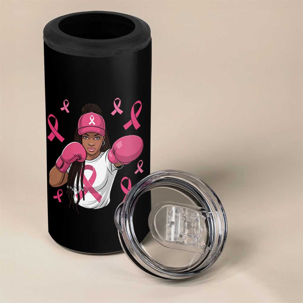 Black Women Fight Breast Cancer Awareness 4 in 1 Can Cooler Tumbler Pink Ribbon African American
