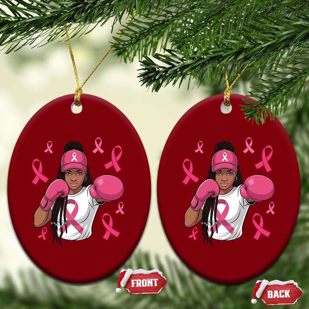 Black Women Fight Breast Cancer Awareness Ceramic Ornament Pink Ribbon African American