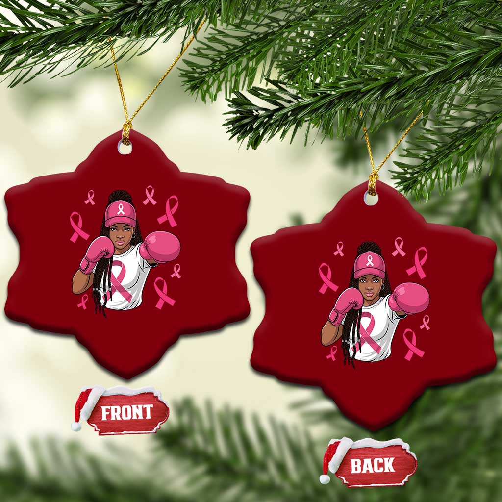 Black Women Fight Breast Cancer Awareness Ceramic Ornament Pink Ribbon African American