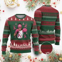 Black Women Fight Breast Cancer Awareness Ugly Christmas Sweater Pink Ribbon African American