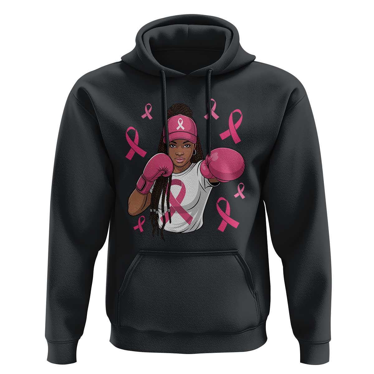Black Women Fight Breast Cancer Awareness Hoodie Pink Ribbon African American