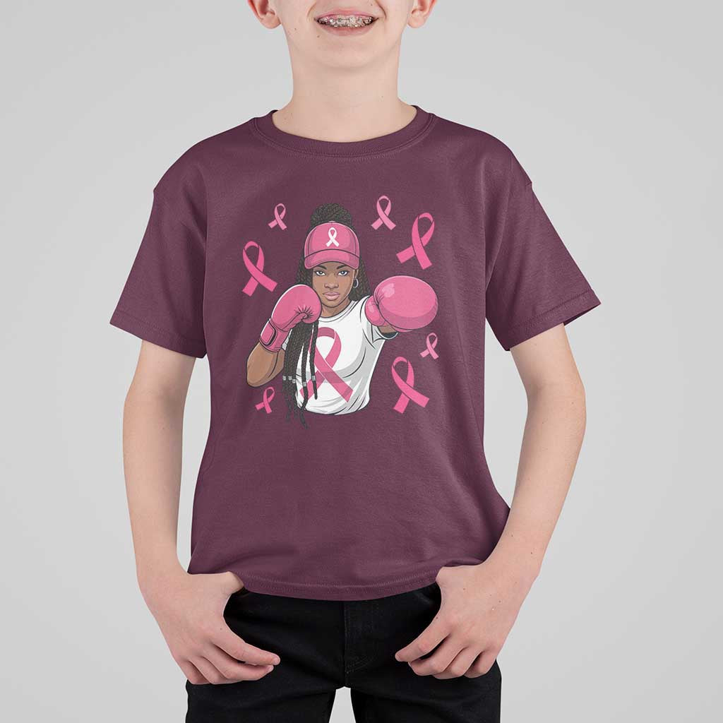 Black Women Fight Breast Cancer Awareness T Shirt For Kid Pink Ribbon African American
