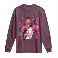 Black Women Fight Breast Cancer Awareness Long Sleeve Shirt Pink Ribbon African American