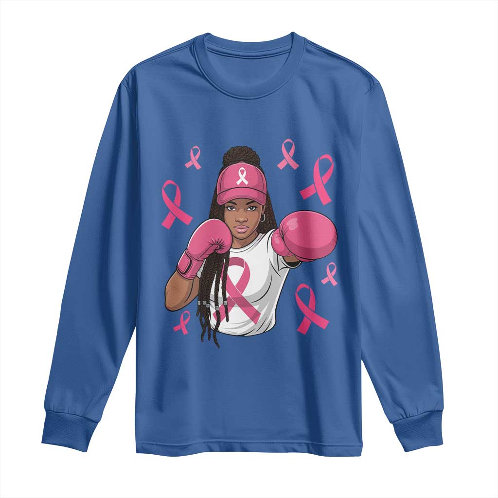 Black Women Fight Breast Cancer Awareness Long Sleeve Shirt Pink Ribbon African American