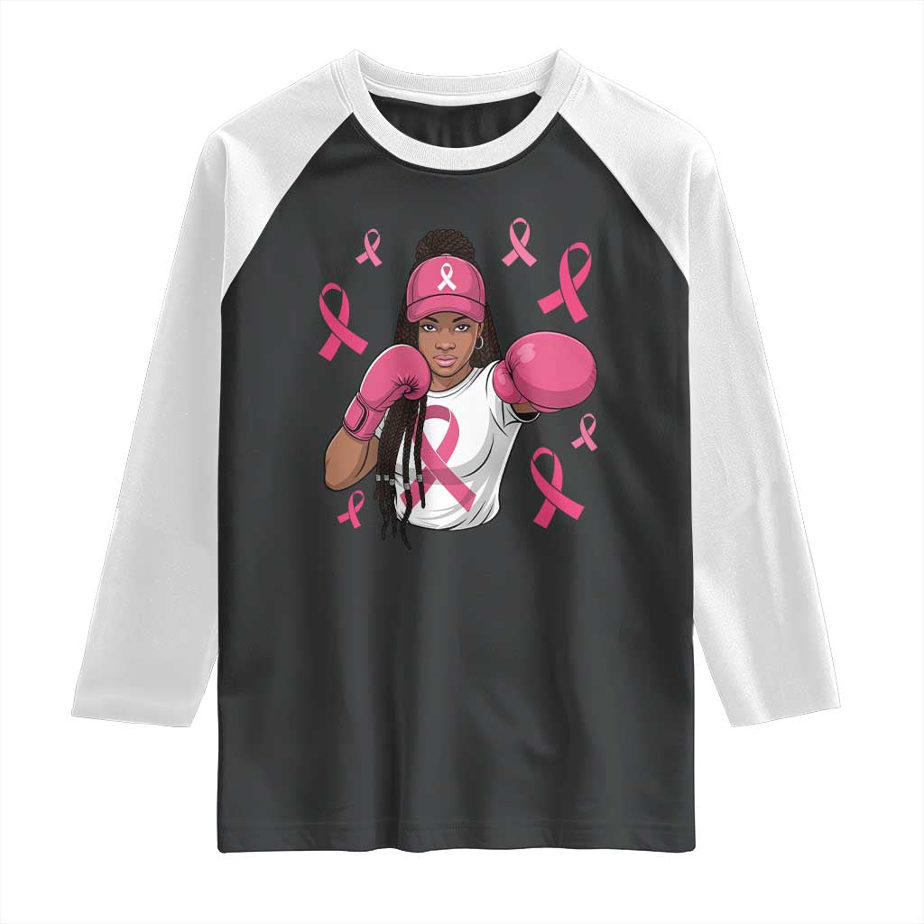 Black Women Fight Breast Cancer Awareness Raglan Shirt Pink Ribbon African American