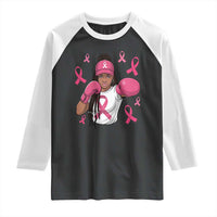 Black Women Fight Breast Cancer Awareness Raglan Shirt Pink Ribbon African American