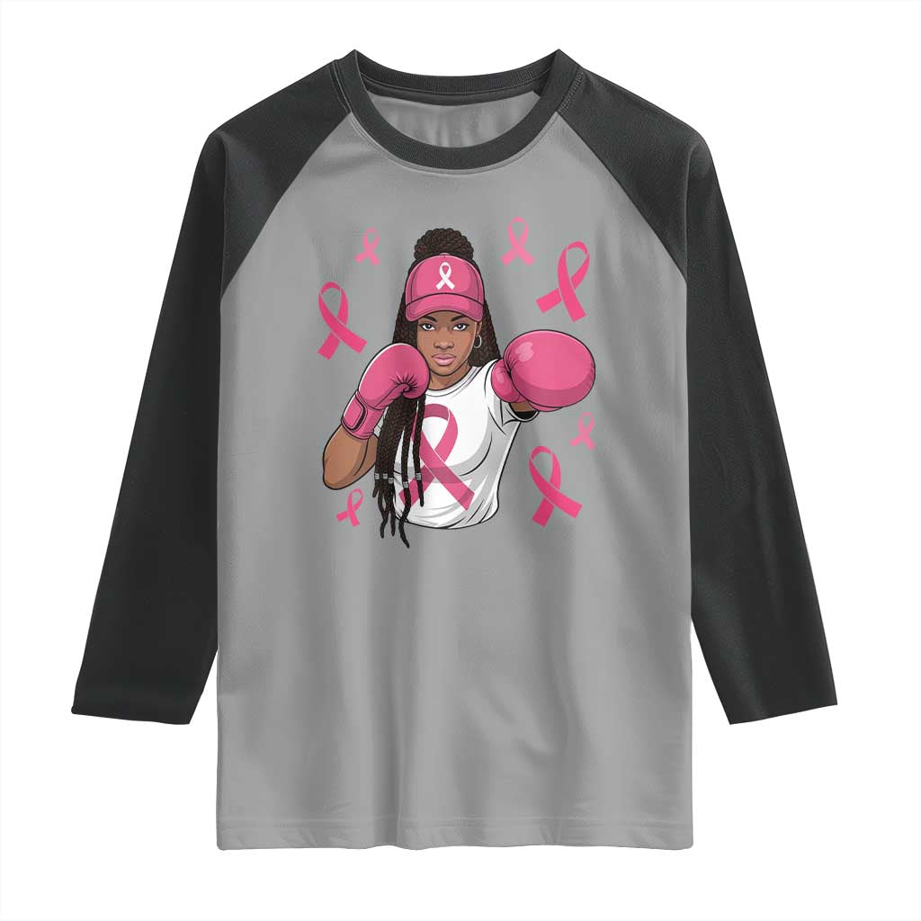 Black Women Fight Breast Cancer Awareness Raglan Shirt Pink Ribbon African American