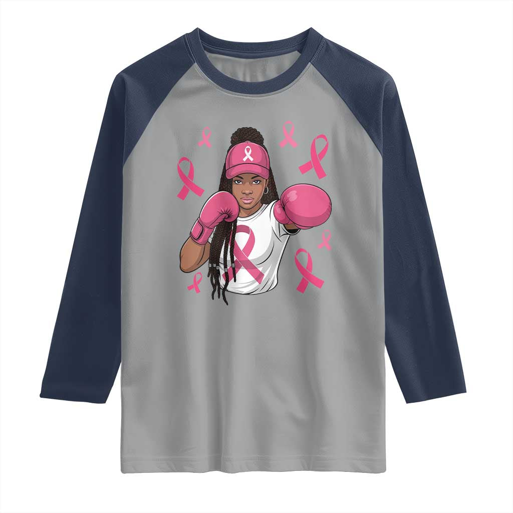Black Women Fight Breast Cancer Awareness Raglan Shirt Pink Ribbon African American