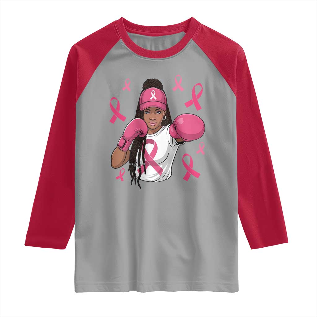 Black Women Fight Breast Cancer Awareness Raglan Shirt Pink Ribbon African American