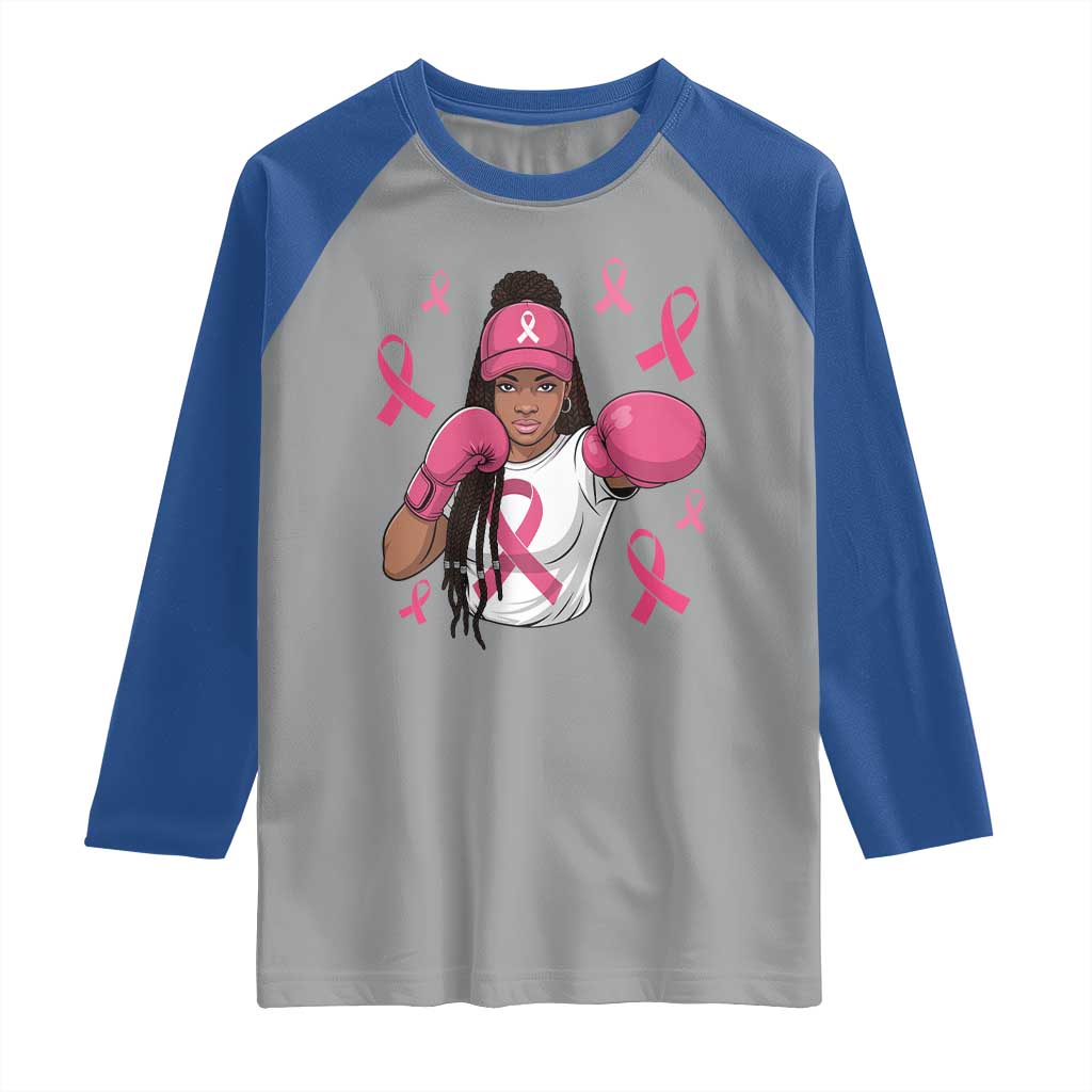 Black Women Fight Breast Cancer Awareness Raglan Shirt Pink Ribbon African American
