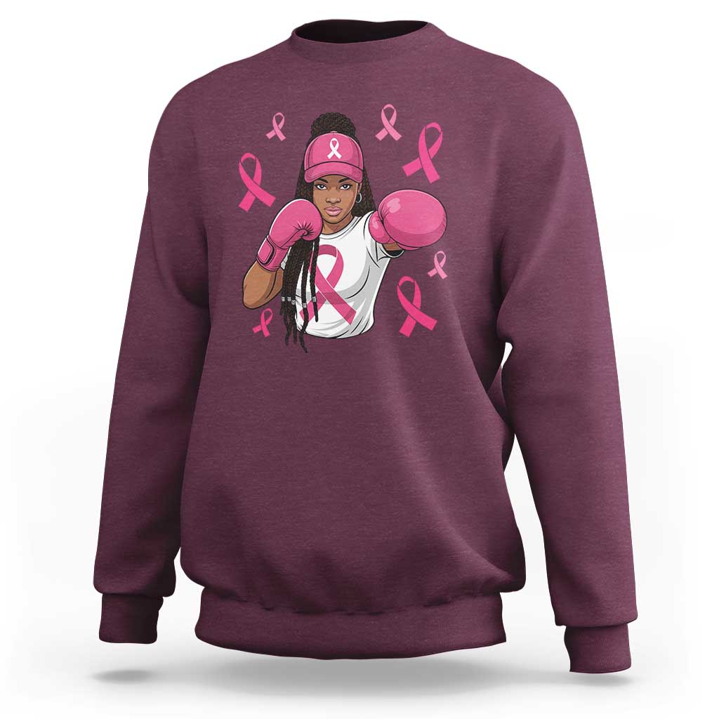 Black Women Fight Breast Cancer Awareness Sweatshirt Pink Ribbon African American