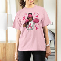 Black Women Fight Breast Cancer Awareness T Shirt For Women Pink Ribbon African American