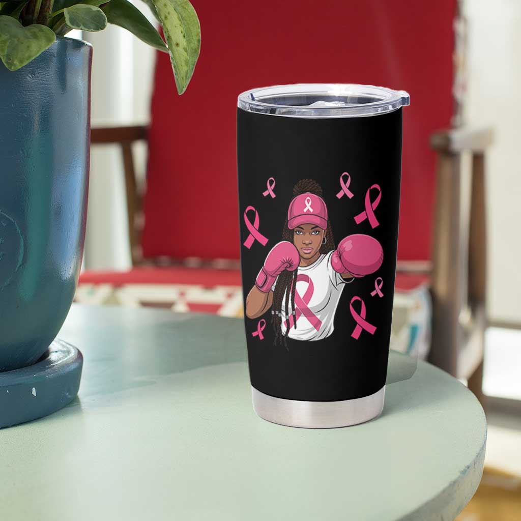 Black Women Fight Breast Cancer Awareness Tumbler Cup Pink Ribbon African American