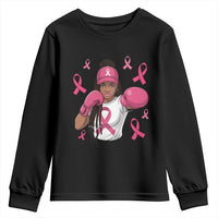 Black Women Fight Breast Cancer Awareness Youth Sweatshirt Pink Ribbon African American