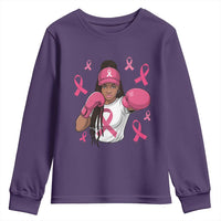 Black Women Fight Breast Cancer Awareness Youth Sweatshirt Pink Ribbon African American