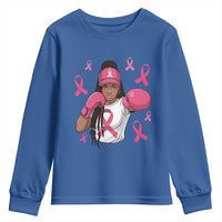 Black Women Fight Breast Cancer Awareness Youth Sweatshirt Pink Ribbon African American
