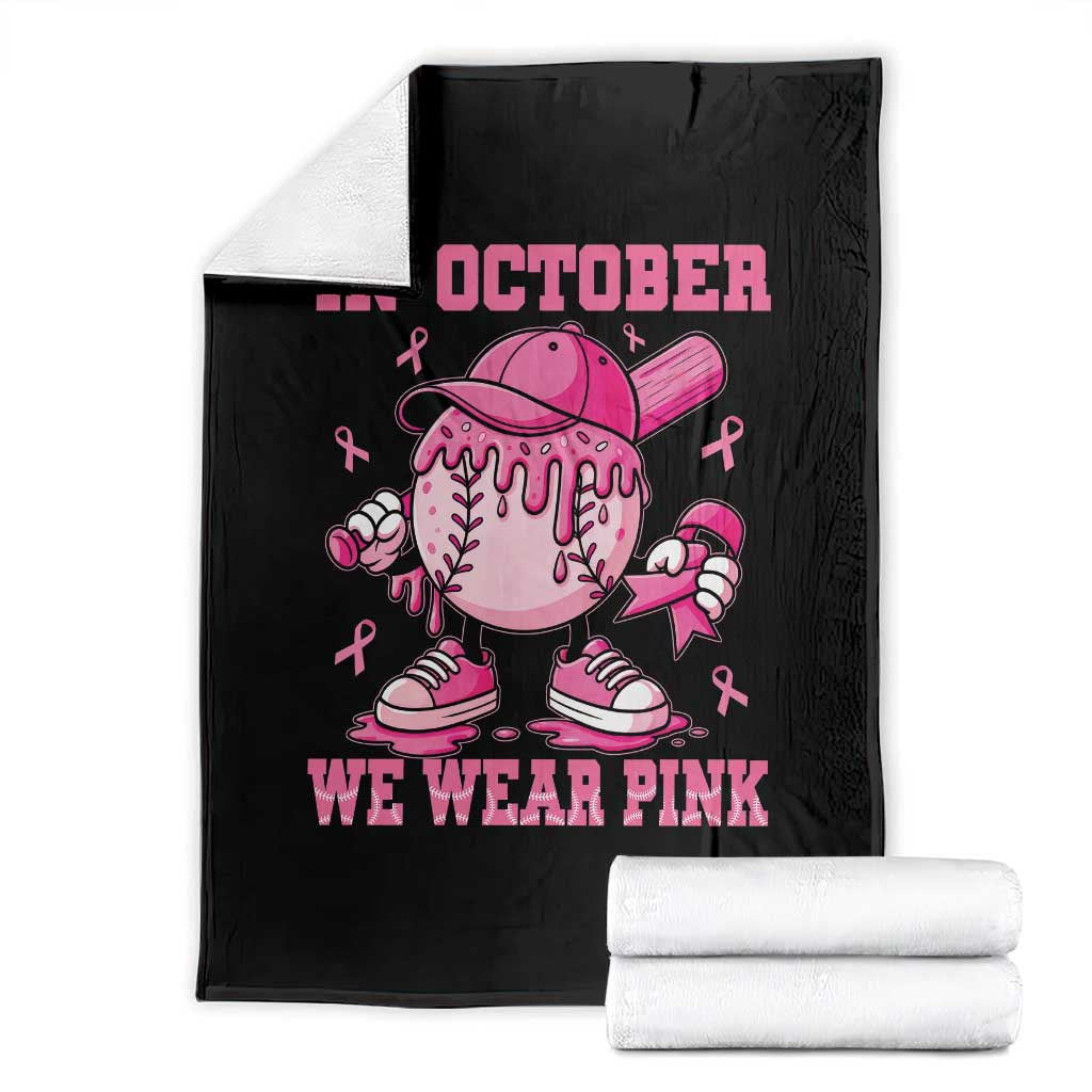 Baseball Breast Cancer Throw Blanket In October We Wear Pink Baseball Drip