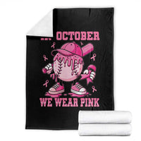 Baseball Breast Cancer Throw Blanket In October We Wear Pink Baseball Drip