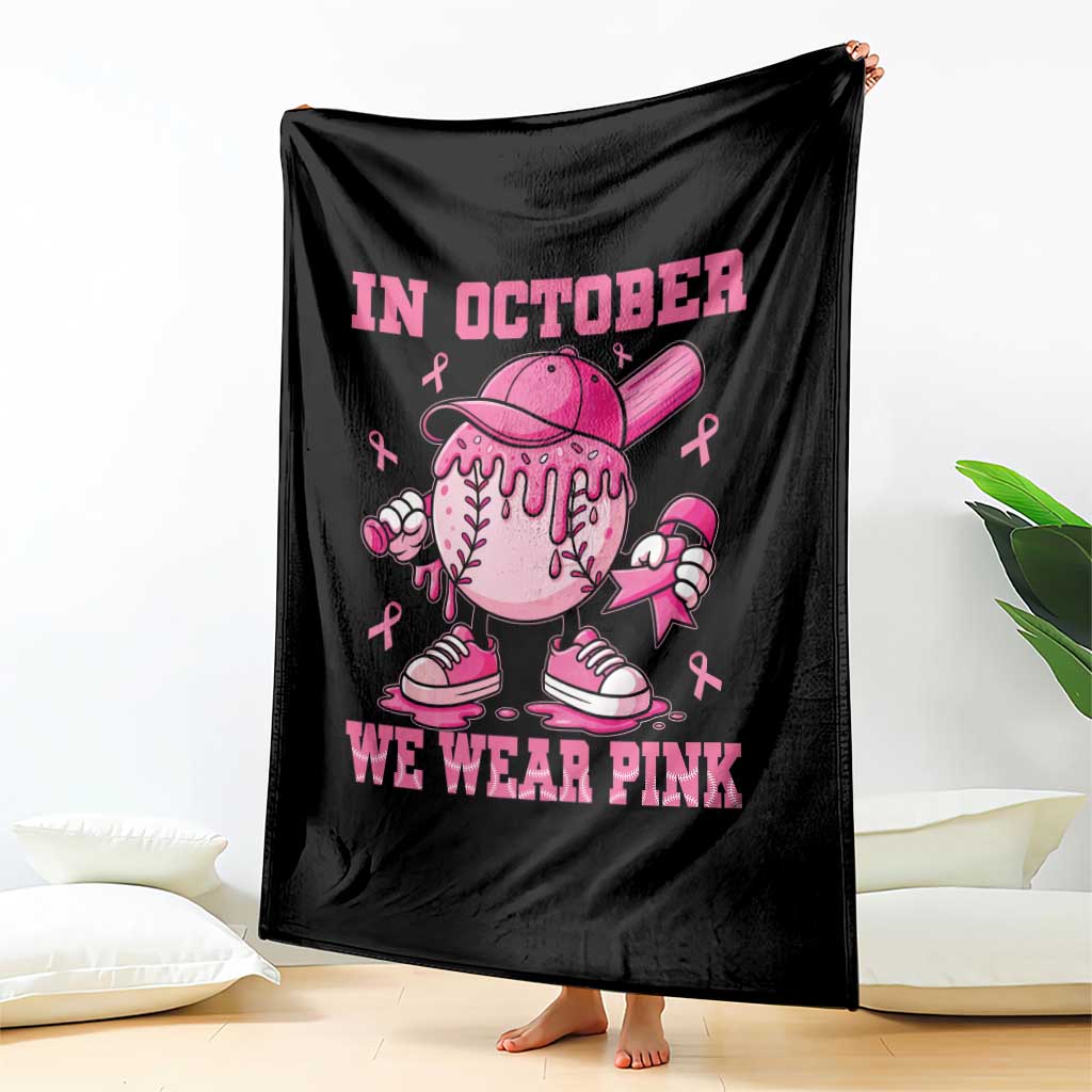 Baseball Breast Cancer Throw Blanket In October We Wear Pink Baseball Drip