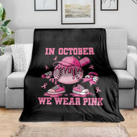 Baseball Breast Cancer Throw Blanket In October We Wear Pink Baseball Drip