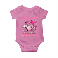 Baseball Breast Cancer Baby Onesie In October We Wear Pink Baseball Drip