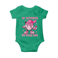 Baseball Breast Cancer Baby Onesie In October We Wear Pink Baseball Drip