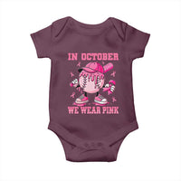 Baseball Breast Cancer Baby Onesie In October We Wear Pink Baseball Drip
