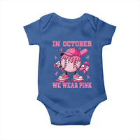 Baseball Breast Cancer Baby Onesie In October We Wear Pink Baseball Drip