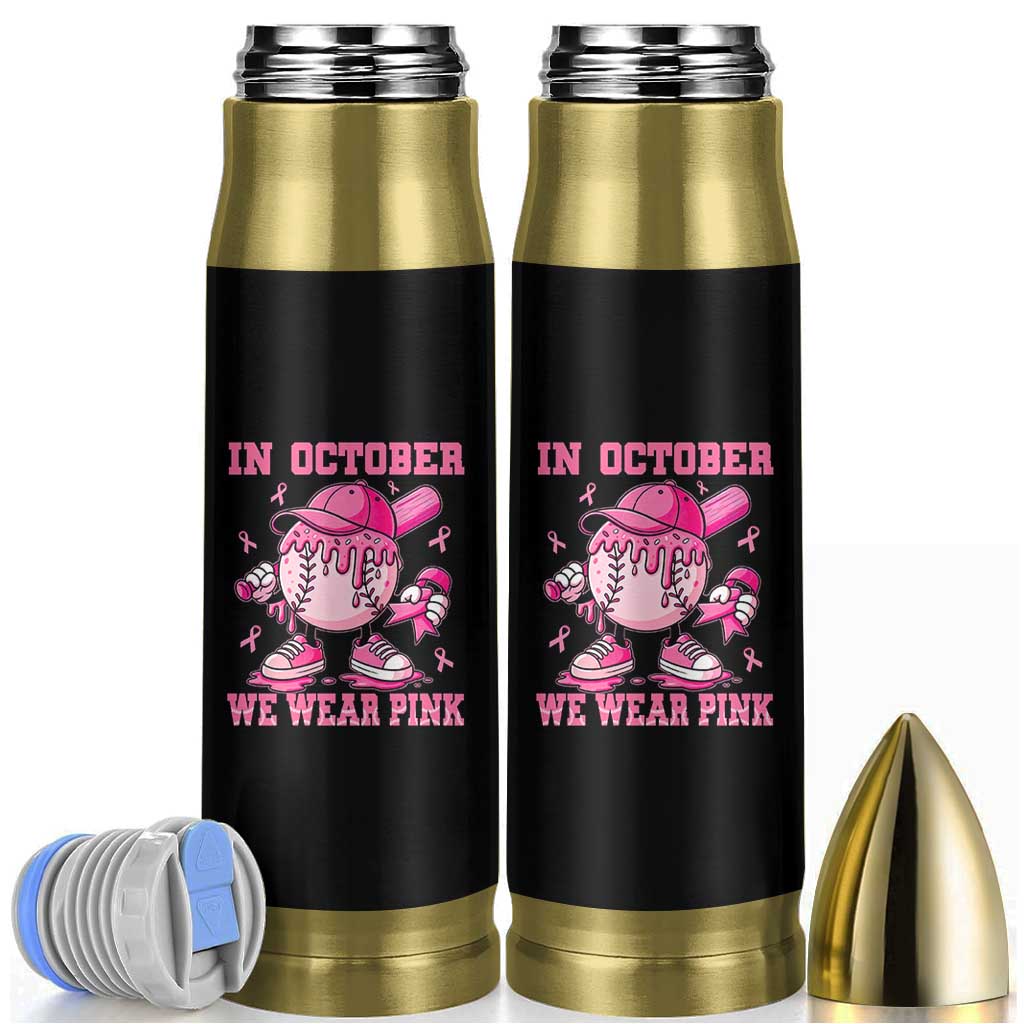 Baseball Breast Cancer Bullet Tumbler In October We Wear Pink Baseball Drip
