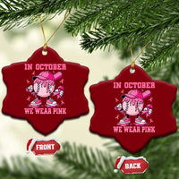 Baseball Breast Cancer Ceramic Ornament In October We Wear Pink Baseball Drip