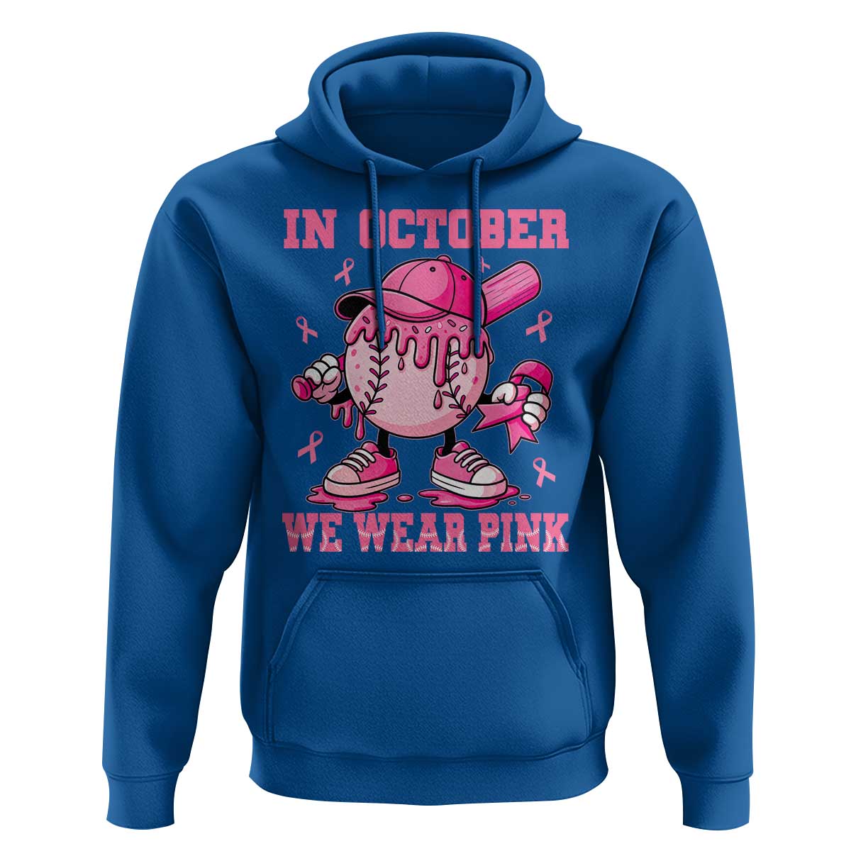 Baseball Breast Cancer Hoodie In October We Wear Pink Baseball Drip
