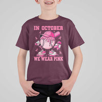 Baseball Breast Cancer T Shirt For Kid In October We Wear Pink Baseball Drip