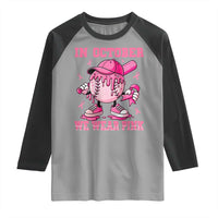 Baseball Breast Cancer Raglan Shirt In October We Wear Pink Baseball Drip