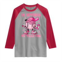 Baseball Breast Cancer Raglan Shirt In October We Wear Pink Baseball Drip