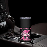 Baseball Breast Cancer Skinny Tumbler In October We Wear Pink Baseball Drip