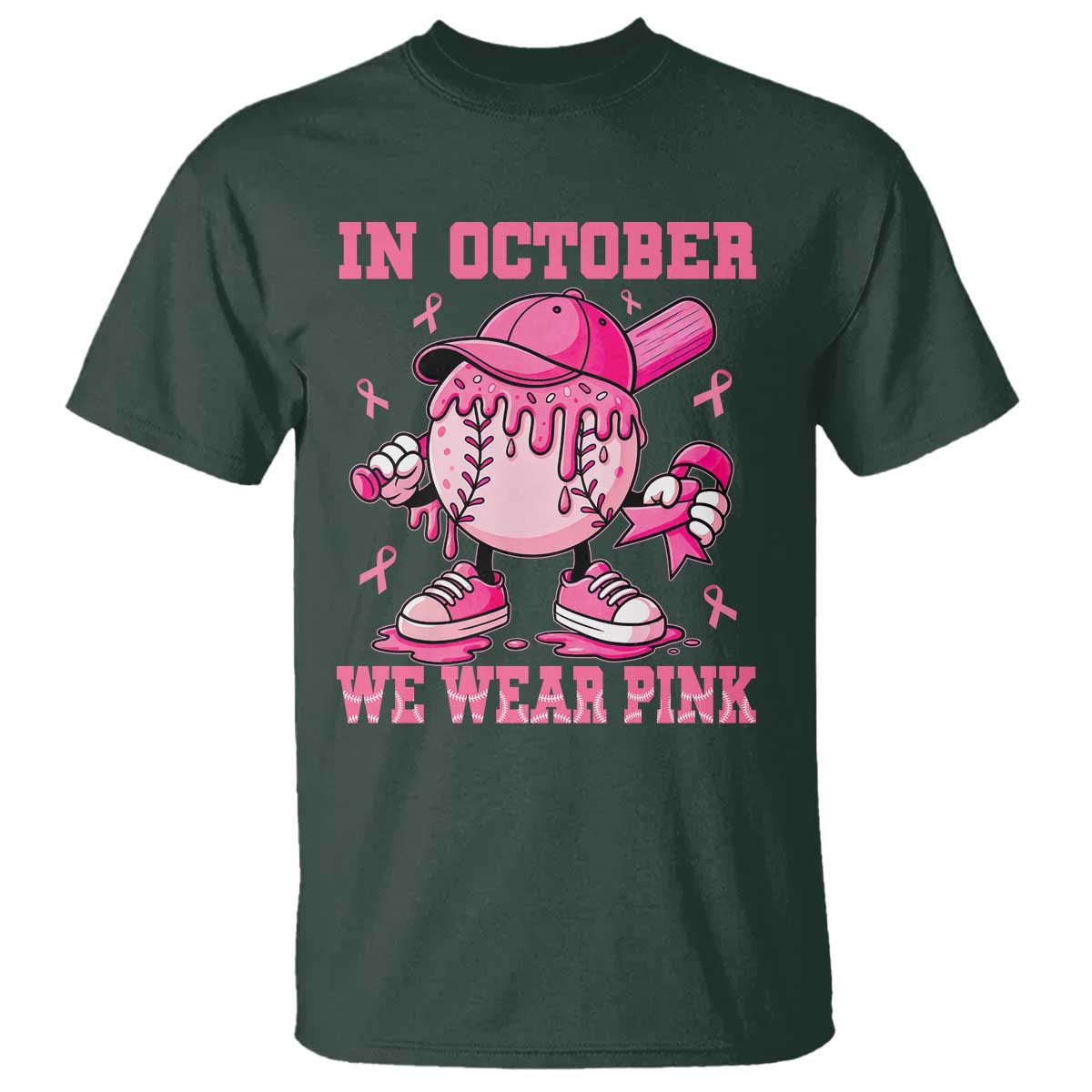 Baseball Breast Cancer T Shirt In October We Wear Pink Baseball Drip