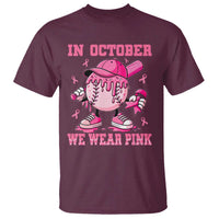Baseball Breast Cancer T Shirt In October We Wear Pink Baseball Drip