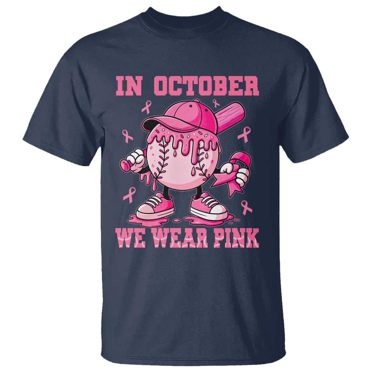 Baseball Breast Cancer T Shirt In October We Wear Pink Baseball Drip