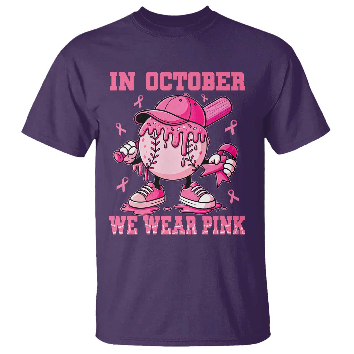 Baseball Breast Cancer T Shirt In October We Wear Pink Baseball Drip