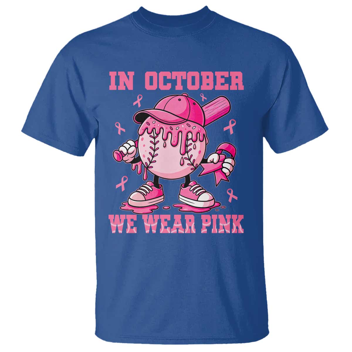 Baseball Breast Cancer T Shirt In October We Wear Pink Baseball Drip