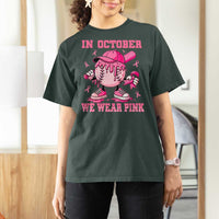 Baseball Breast Cancer T Shirt For Women In October We Wear Pink Baseball Drip