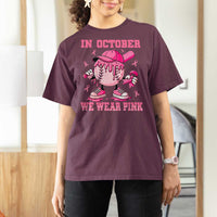 Baseball Breast Cancer T Shirt For Women In October We Wear Pink Baseball Drip